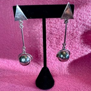 Unique silver drop ball earrings